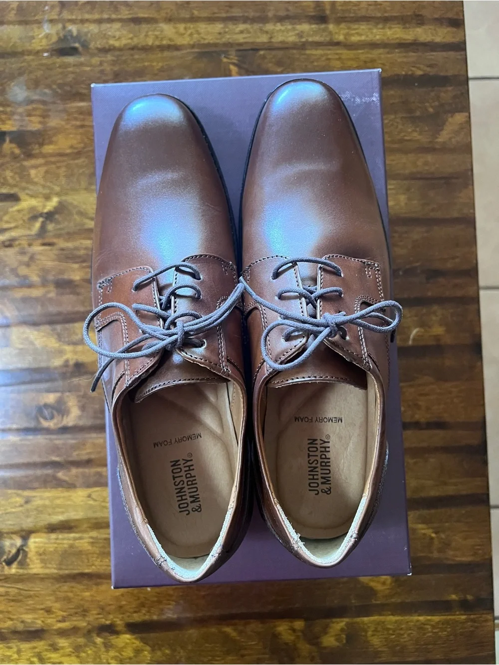 Johnston & Murphy Men’s Cognac Brown Leather Derby Shoes